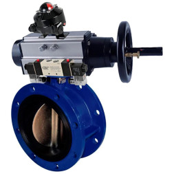 Затвор дисковый поворотный WBV1331E-2W-F-H Ду50 Ру16, фланцевый, корпус - чугун GGG40, диск - нержавеющая сталь 304, уплотнение - EPDM, с пневмоприводом PA-DA-105-1, с пневмораспределителем 4V320-08 AC220V, БКВ APL-210N