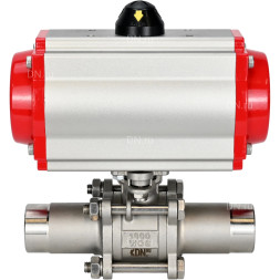 Кран шаровой BV3232P(3pc)-FP-W-ISO-H LONG Ду125 Ру16 полнопроходной, корпус - нержавеющая сталь 316, уплотнение - PTFE, под приварку, с пневмоприводом PA-SA-210
