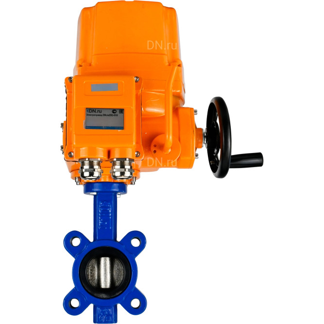 Затвор дисковый поворотный WBV1616E-2W-Fb-H Ду100 Ру16 LUG межфланцевый, корпус - чугун QT450, диск - чугун QT450, уплотнение - EPDM, с электроприводом QT-EX-010EM-O2-380VAC-У1 380В в Барнауле
