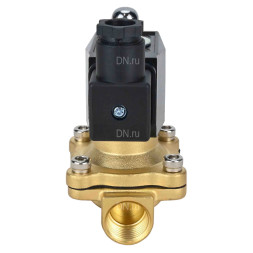 Клапан электромагнитный VS300-VT-NO-24VDC 1/4″ Ду8 Ру10, соленоидный двухходовой, корпус - латунь, уплотнение - Viton, резьбовой, нормально-открытый, прямого действия, катушка - 24В
