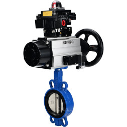 Затвор дисковый поворотный WBV1413E-2W-Fb-H Ду150 Ру16, корпус - чугун GGG50, диск - чугун GGG40, уплотнение - EPDM, с пневмоприводом PA-DA-105-1 двойного действия, пневмораспределителем 4M310-08 AC220V, БКВ APL-410N EX