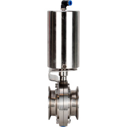 Затвор дисковый поворотный кламповый WBV3131S-2W-C-H Ду15 Ру10 корпус - пищевая нержавеющая сталь 304, уплотнение – Silicon, с пневмоприводом PA-SA-85 с возвратными пружинами