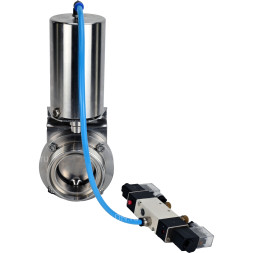 Затвор дисковый поворотный WBV3131S-2W-T-H Ду20 Ру10 резьбовой, пищевая нержавеющая сталь 304, уплотнение – Silicon, с пневмоприводом PA-SA-85 и пневмораспределителем 4V320-10 AC220V