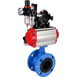 Затвор дисковый поворотный WBV1313E-2W-F-H Ду150 Ру16 фланцевый, корпус - чугун GGG40, диск - чугун GGG40, EPDM, с пневмоприводом PA-DA-130, пневмораспределителем 4M310-08 AC220V, БКВ APL-210N и БПВ AFC2000