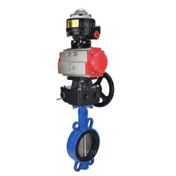 Затвор дисковый поворотный WBV1432N-2W-Fb-H Ду250 Ру16, корпус - чугун GGG50, диск - нержавеющая сталь 316L, уплотнение - NBR, с пневмоприводом PA-DA-140 двойного действия, с БКВ APL-510N EX, с ручным дублером MON4-1200-T54-ISO