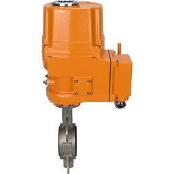 Затвор дисковый поворотный WBV3232V-2W-Fb-H Ду150 Ру16, корпус - нержавеющая сталь 316L, диск - нержавеющая сталь 316L, уплотнение - Viton, с электроприводом QT-EX-010EM-O2-220VAC-У1 220В