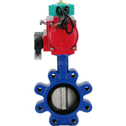 Затвор дисковый поворотный WBV1631E-2W-Fb-H Ду50 Ру16 LUG корпус - чугун QT450, диск - нержавеющая сталь 304, уплотнение - EPDM, с пневмоприводом PA-DA-065, пневмораспределителем 4M310-08 AC220V и магнитным переключателем ALS200D