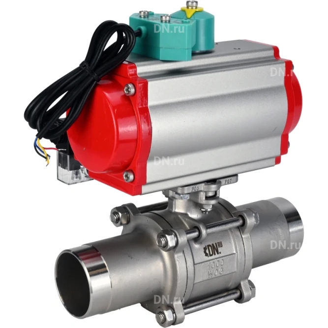 Кран шаровой BV3131P(3pc)-FP-W-ISO-H LONG Ду50 Ру40 полнопроходной, корпус - нержавеющая сталь 304, уплотнение - PTFE, под приварку, с пневмоприводом PA-DA-083, пневмораспределителем 4M310-08 AC220V и магнитным переключателем ALS200D в Барнауле