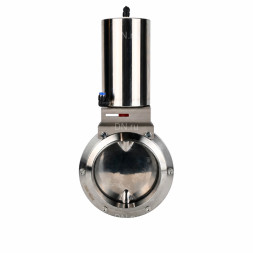 Затвор дисковый поворотный WBV3131E-2W-W-H Ду125 Ру10, пищевая нержавеющая сталь 304, уплотнение - EPDM, под приварку, с пневмоприводом PA-DA-108 двойного действия