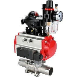 Кран шаровой BV3131P(3pc)-FP-W-ISO-H LONG Ду125 Ру16 полнопроходной, корпус - нержавеющая сталь 304, уплотнение - PTFE, под приварку, с пневмоприводом PA-DA-130, пневмораспределителем 4M310-08 DC24V, БКВ APL-210N и БПВ AFC2000