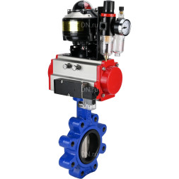 Затвор дисковый поворотный WBV1631E-2W-Fb-H Ду100 Ру16 LUG корпус - чугун QT450, диск - нержавеющая сталь 304, уплотнение - EPDM, с пневмоприводом PA-DA-083, пневмораспределителем 4M310-08 AC220V, БКВ APL-510N EX и БПВ AFC2000