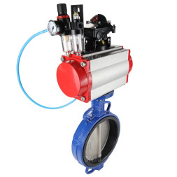 Затвор дисковый поворотный WBV1432E-2W-Fb-H Ду300 Ру16, корпус - чугун GGG50, диск - нержавеющая сталь 316L, уплотнение - EPDM, с пневмоприводом PA-DA-140, пневмораспределителем 4M310-08 AC220V, БКВ APL-210N, БПВ AFC2000