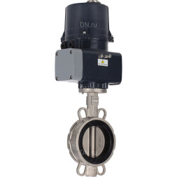 Затвор дисковый поворотный WBV3232V-2W-Fb-H Ду125 Ру16, корпус - нержавеющая сталь 316L, диск - нержавеющая сталь 316L, уплотнение - Viton, с электроприводом QTSA-N-014EM-O0-220VAC с пружинным возвратом
