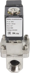 Клапан электромагнитный VS431-ET-NC-24VAC 1/2″ Ду15 Ру16 пилотного действия двухходовой, корпус - сталь нержавеющая 304, присоединение - внутренняя резьба, уплотнение - EPDM, нормально-закрытый, катушка - 24В AC