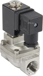 Клапан электромагнитный VS431-ET-NC-24VAC 1/2″ Ду15 Ру16 пилотного действия двухходовой, корпус - сталь нержавеющая 304, присоединение - внутренняя резьба, уплотнение - EPDM, нормально-закрытый, катушка - 24В AC