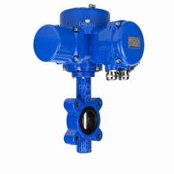 Затвор дисковый поворотный WBV1616N-2W-Fb-H Ду100 Ру16 LUG межфланцевый, корпус - чугун QT450, диск - чугун QT450, уплотнение - NBR, с электроприводом QT-N-010M-O2-220VAC-У1 с моментной муфтой и штурвалом