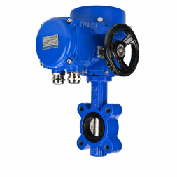 Затвор дисковый поворотный WBV1616N-2W-Fb-H Ду100 Ру16 LUG межфланцевый, корпус - чугун QT450, диск - чугун QT450, уплотнение - NBR, с электроприводом QT-N-010M-O2-220VAC-У1 с моментной муфтой и штурвалом