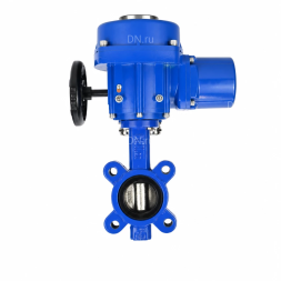 Затвор дисковый поворотный WBV1616N-2W-Fb-H Ду100 Ру16 LUG межфланцевый, корпус - чугун QT450, диск - чугун QT450, уплотнение - NBR, с электроприводом QT-N-010M-O2-220VAC-У1 с моментной муфтой и штурвалом