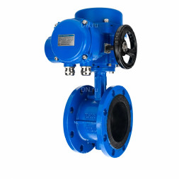 Затвор дисковый поворотный WBV1331E-2W-F-H Ду125 Ру16 фланцевый, корпус - чугун GGG40, диск - нержавеющая сталь 304, уплотнение - EPDM, с электроприводом QT-N-030M-O2-380VAC-У1 с моментной муфтой 380В