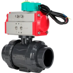 Кран шаровой BV4242E-FP-GRM-ISO Дн25 Ру10 полнопроходной, корпус - НПВХ, шар - НПВХ, уплотнение - EPDM, с пневмоприводом PA-DA-052 и магнитным переключателем ALS200D