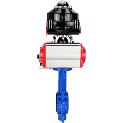 Затвор дисковый поворотный WBV1132N-2W-Fb-H Ду250 Ру16, корпус - чугун GG25, диск - нержавеющая сталь 316L, уплотнение - NBR, с пневмоприводом PA-DA-140 двойного действия, пневмораспределителем 4M310-08 DC24V, БКВ APL-510N-EX