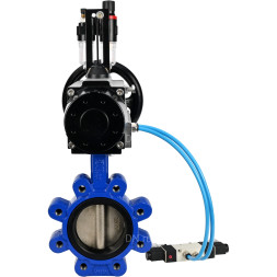 Затвор дисковый поворотный WBV1616E-2W-Fb-H Ду150 Ру16 LUG корпус - чугун QT450, диск - чугун QT450, уплотнение - EPDM, с пневмоприводом PA-DA-105-1, пневмораспределителем 4V320-10 AC220V и БПВ AFC2000