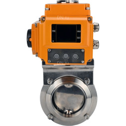 Затвор дисковый поворотный WBV3131S-2W-W-H Ду15 Ру10 под приварку, корпус - пищевая нержавеющая сталь 304, уплотнение - Silicon, с электроприводом QT-N-005EM-A1-220VAC-У1 c датчиком обратной связи и входным управляющим сигналом 4-20мА HARK