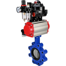 Затвор дисковый поворотный WBV1631E-2W-Fb-H Ду150 Ру16 LUG корпус - чугун QT450, диск - нержавеющая сталь 304, уплотнение - EPDM, с пневмоприводом PA-DA-105, пневмораспределителем 4M310-08 AC220V, БКВ APL-510N EX и БПВ AFC2000