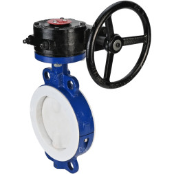 Затвор дисковый поворотный WBV3434Pf-2W-Fb-R Ду250 Ру16 корпус - углеродистая сталь WCB, диск - углеродистая сталь WCB, футерованный PTFE, уплотнение - PTFE, межфланцевый, с редуктором