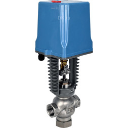 Клапан регулирующий VRg1-31M-PED-T 1 1/4″ Ду32 Ру25 двухходовой, односедельный, резьбовой, корпус - нержавеющая сталь AISI304, уплотнение - металл с электроприводом XCK220-1500 AC220V