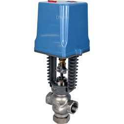Клапан регулирующий VRg1-31M-PED-T 1 1/4″ Ду32 Ру25 двухходовой, односедельный, резьбовой, корпус - нержавеющая сталь AISI304, уплотнение - металл с электроприводом XCK220-1500 AC220V