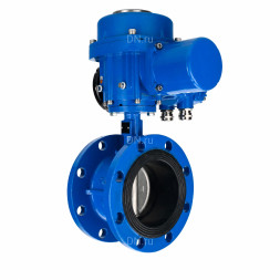 Затвор дисковый поворотный WBV1331E-2W-F-H Ду200 Ру16 фланцевый, корпус - чугун GGG40, диск - нержавеющая сталь 304, уплотнение - EPDM, с электроприводом QT-N-040M-O2-380VAC-У1 с моментной муфтой 380В