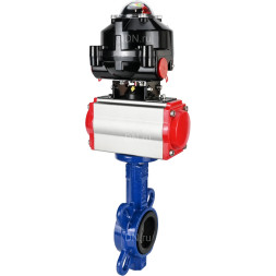 Затвор дисковый поворотный WBV1432E-2W-Fb-H Ду40 Ру16, корпус - чугун GGG50, диск - нержавеющая сталь 316L, уплотнение - EPDM, с пневмоприводом PA-DA-052 двойного действия, пневмораспределителем 4M310-08 DC24V, БКВ APL-510N-EX