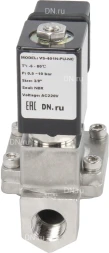 Клапан электромагнитный VS431-VT-NC-24VAC 3/8″ Ду10 Ру16 пилотного действия двухходовой, корпус - сталь нержавеющая 304, присоединение - внутренняя резьба, уплотнение - VITON, нормально-закрытый, катушка - 24В AC