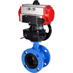 Затвор дисковый поворотный WBV1313E-2W-F-H Ду80 Ру16 фланцевый, корпус - чугун GGG40, диск - чугун GGG40, EPDM, с пневмоприводом PA-DA-105, пневмораспределителем 4M310-08 DC24V и ручным дублером MON1-250-T26-ISO