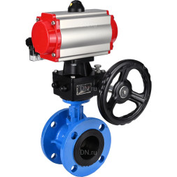 Затвор дисковый поворотный WBV1313E-2W-F-H Ду80 Ру16 фланцевый, корпус - чугун GGG40, диск - чугун GGG40, EPDM, с пневмоприводом PA-DA-105, пневмораспределителем 4M310-08 DC24V и ручным дублером MON1-250-T26-ISO