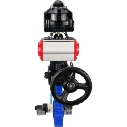 Затвор дисковый поворотный WBV1616N-2W-Fb-H Ду100 Ру16 LUG корпус - чугун QT450, диск - чугун QT450, уплотнение - NBR, с пневмоприводом PA-DA-083, пневмораспределителем 4V320-08 AC220V, БКВ APL-510N EX и редуктором MON2-450-T28-ISO