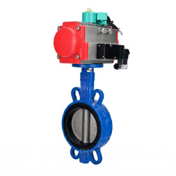 Затвор дисковый поворотный WBV1432N-2W-Fb-H Ду40 Ру16 корпус - чугун GGG50, диск - нержавеющая сталь 316L, уплотнение - NBR, с пневмоприводом PA-SA-083, пневмораспределителем 4M310-08 AC220V и магнитным переключателем ALS200D