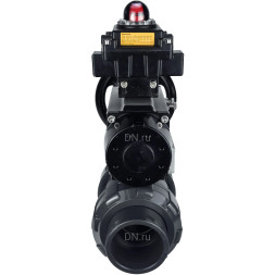 Кран шаровой BV4242E-FP-GRM-ISO Дн65 Ру10 полнопроходной, корпус - НПВХ, шар - НПВХ, уплотнение - EPDM, с пневмоприводом PA-DA-105-1 и БКВ APL-410N EX