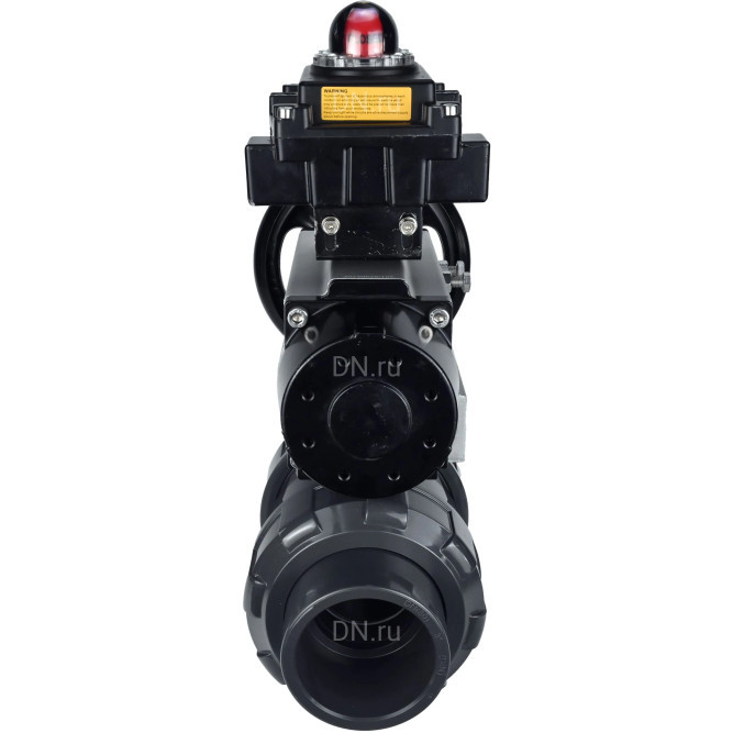 Кран шаровой BV4242E-FP-GRM-ISO Дн65 Ру10 полнопроходной, корпус - НПВХ, шар - НПВХ, уплотнение - EPDM, с пневмоприводом PA-DA-105-1 и БКВ APL-410N EX в Барнауле