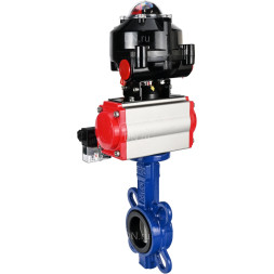 Затвор дисковый поворотный WBV1432E-2W-Fb-H Ду50 Ру16, корпус - чугун GGG50, диск - нержавеющая сталь 316L, уплотнение - EPDM, с пневмоприводом PA-DA-065 двойного действия, пневмораспределителем 4M310-08 DC24V, БКВ APL-510N-EX