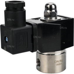 Клапан электромагнитный VS331-ET-NC-220VAC 1/8″ Ду6 Ру10, соленоидный двухходовой, корпус - нержавеющая сталь 304, уплотнение - EPDM, резьбовой, нормально-закрытый, прямого действия, катушка - 220В