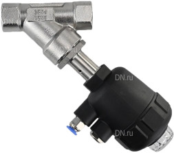 Клапан отсечной пневматический VSP3241P-T-1PNC Ду20 Ру25, корпус - нержавеющая сталь SS316, резьбовой, Y-образный, корпус привода - пластик