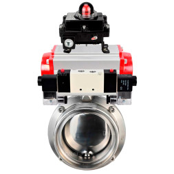 Затвор дисковый поворотный WBV3131E-2W-T-H Ду15 Ру10 резьбовой, корпус - пищевая нержавеющая сталь 304, уплотнение - EPDM, с пневмоприводом PA-DA-052, пневмораспределителем 4M320-08 AC220V, БКВ APL-410N EX