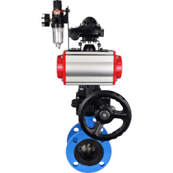 Затвор дисковый поворотный WBV1313E-2W-F-H Ду150 Ру16 фланцевый, корпус - чугун GGG40, диск - чугун GGG40, EPDM, с пневмоприводом PA-DA-130, пневмораспределителем 4M310-08 AC220V, БКВ APL-210N, ручным дублером MON1-250-T26-ISO и БПВ AFC2000