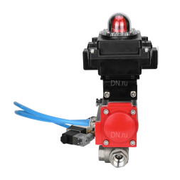 Кран шаровой BV3232P(4pc)-SP-3WL-T-ISO-H Ду20 Ру63, стандартнопроходной, четырехсоставной, корпус - нержавеющая сталь 316, уплотнение - PTFE, внутренняя резьба, с пневмоприводом PA-SA-052, пневмораспределителем 4V320-08 AC220V, БКВ APL-410N Ex