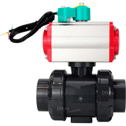Кран шаровой BV4242E-FP-GRM-ISO Дн65 Ру10 полнопроходной, корпус - НПВХ, шар - НПВХ, уплотнение - EPDM, с пневмоприводом PA-DA-065 и магнитным переключателем ALS200D