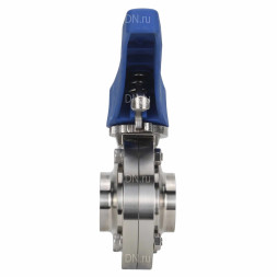 Затвор дисковый поворотный WBV3131E-2W-W-H Ду40 Ру10 под приварку, пищевая нержавеющая сталь 304, уплотнение – EPDM, с рукояткой