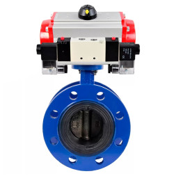 Затвор дисковый поворотный WBV1331E-2W-F-H Ду125 Ру16, корпус - чугун GGG40, диск - нержавеющая сталь 304, уплотнение - EPDM, с пневмоприводом PA-SA-160 и пневмораспределителем 4M320-10 AC220V