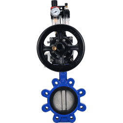 Затвор дисковый поворотный WBV1631E-2W-Fb-H Ду150 Ру16 LUG корпус - чугун QT450, диск - нержавеющая сталь 304, уплотнение - EPDM, с пневмоприводом PA-DA-105-1, пневмораспределителем 4M310-08 AC220V и БПВ AFC2000